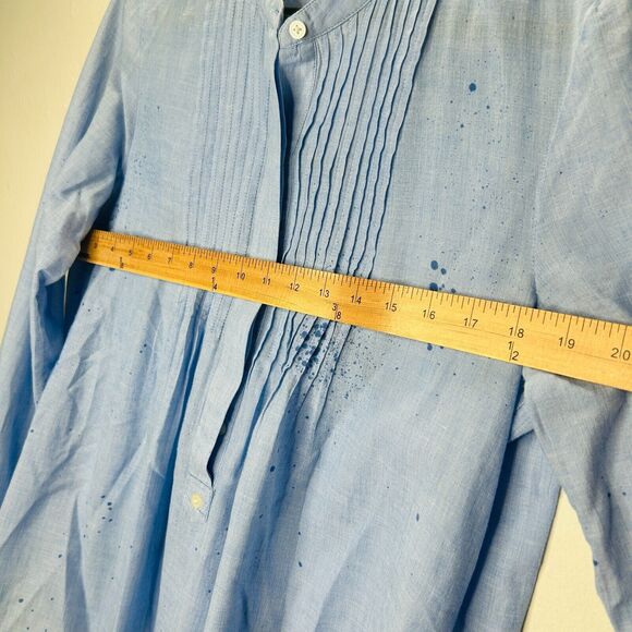 Unique Gap Blue Pintuck Popover Banded Neck I Love You Spray Paint Design Top M - Picture 4 of 8